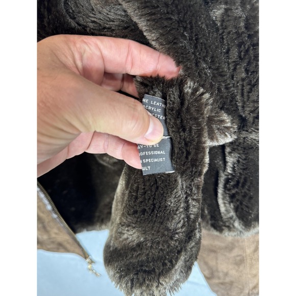 Baby Phat Jacket Womens 2XL Brown Suede Leather Faux Fur Lined Full‎ Zip Coat - Picture 8 of 16